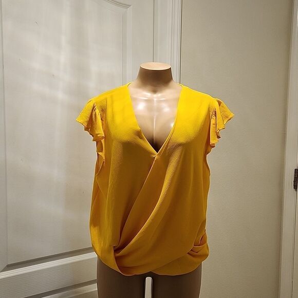 BRAND NEW ZENOBIA TOP CURVY V-NECK RUFFLE SLEEVE WOMEN'S BLOUSE - Picture 3 of 13